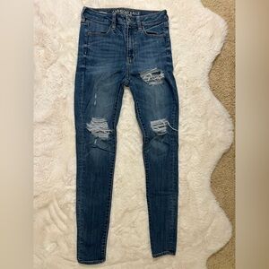 American Eagle Outfitters Blue Distressed Skinny Jeans